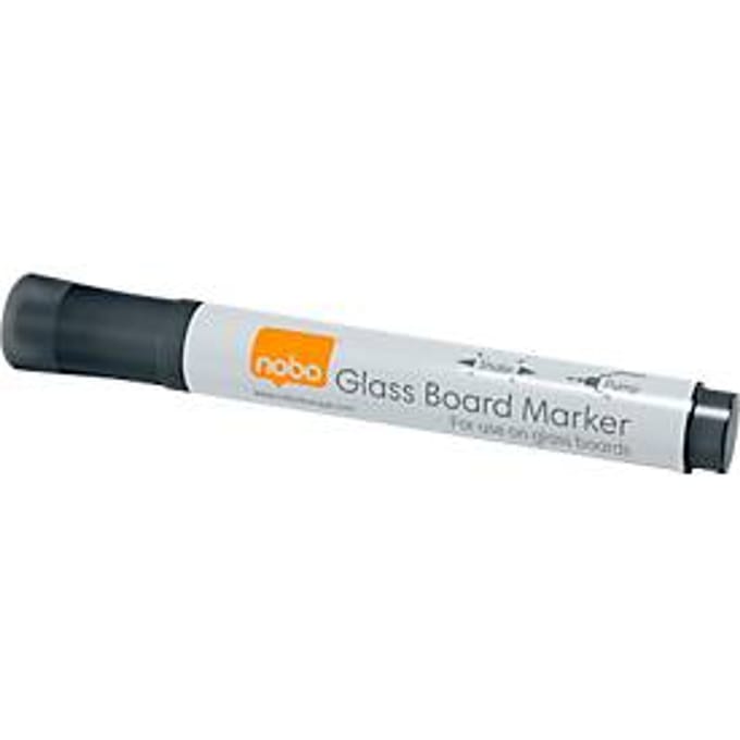 Whiteboardmarker nobo, ook geschikt voor glasboards, 4 stuks, zwart