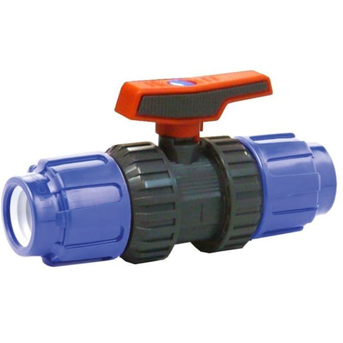 PE-koppeling 32mm met kogelkraan voor drinkwater en industrieel gebruik