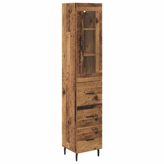 vidaXL Highboard Oud Hout 34,5 x 34 x 180 cm Bewerkt hout