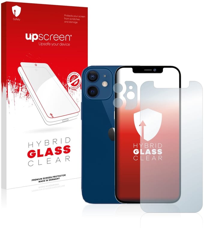 upscreen - Screenprotector voor Apple iPhone 12 mini (Voor+Camera) - Folie Beschermfolie Beschermglas transparant
