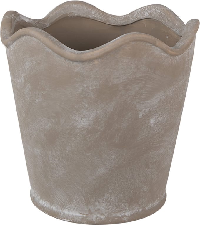 Keramiek Bloempot voor Binnen – Grijs – Rustieke Pot – Ø 19 cm – Keramiek