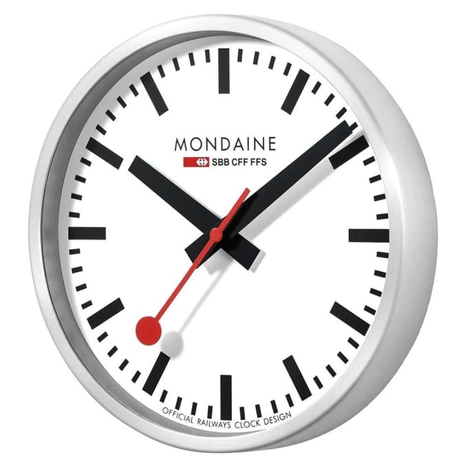 MONDAINE Wandklok WALL CLOCK GROOT 40cm A995.CLOCK.16SBB Zilver/Wit [Gebruikt]