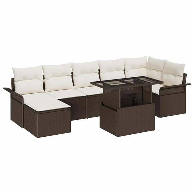 vidaXL - Tuinbank - Set - 8 - st - Bruin - [Synthetisch]: - Poly - Riet