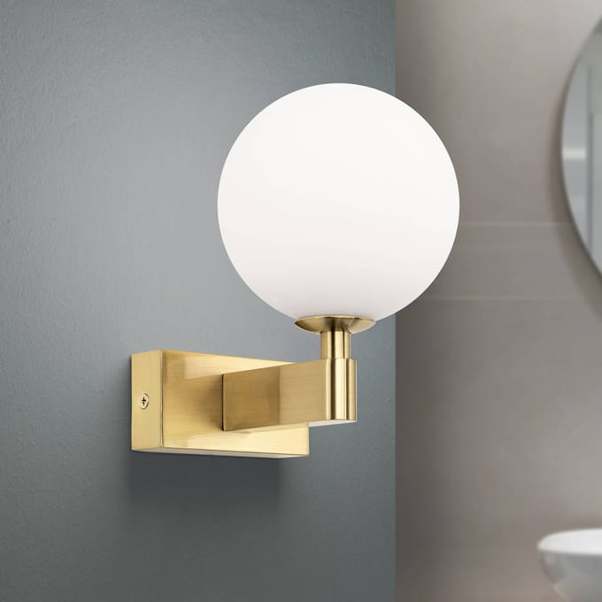 ORION Wandlamp Mara, messingkleurig, glas, 17,5cm hoog, G9, IP44