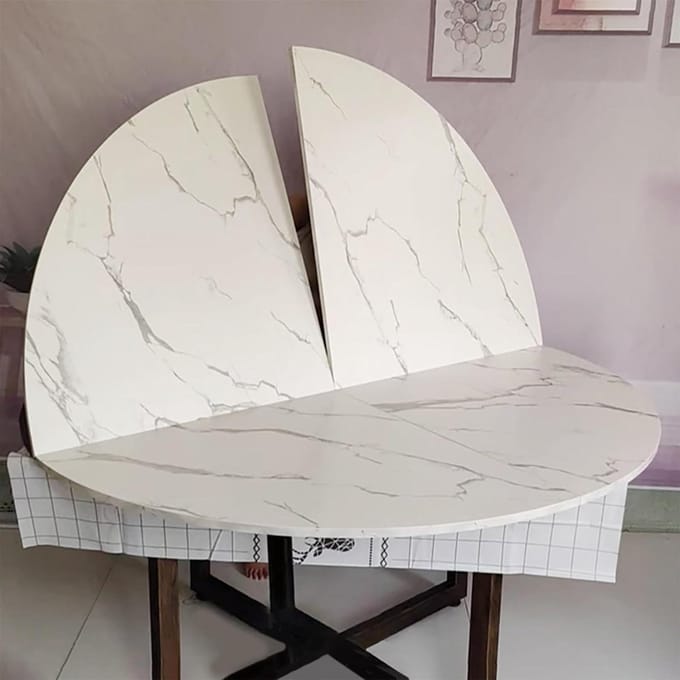 Opvouwbaar tafelblad - Ronde eettafel - Ruimtebesparing thuis - Eenvoudig op te bergen - 140 cm diameter - Wit