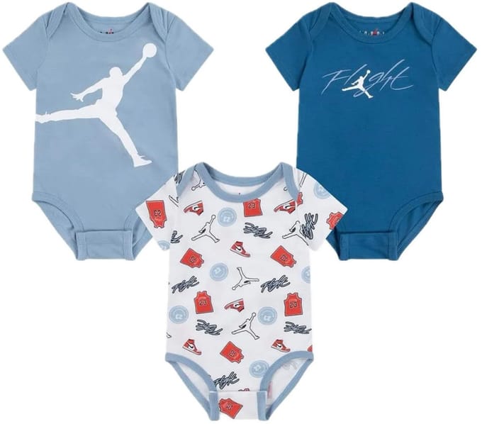 Nike - Meisjes - Nike Jordan Bodysuit Romperset (3-Pack) - Blauw/Wit - Maat 3 Maanden