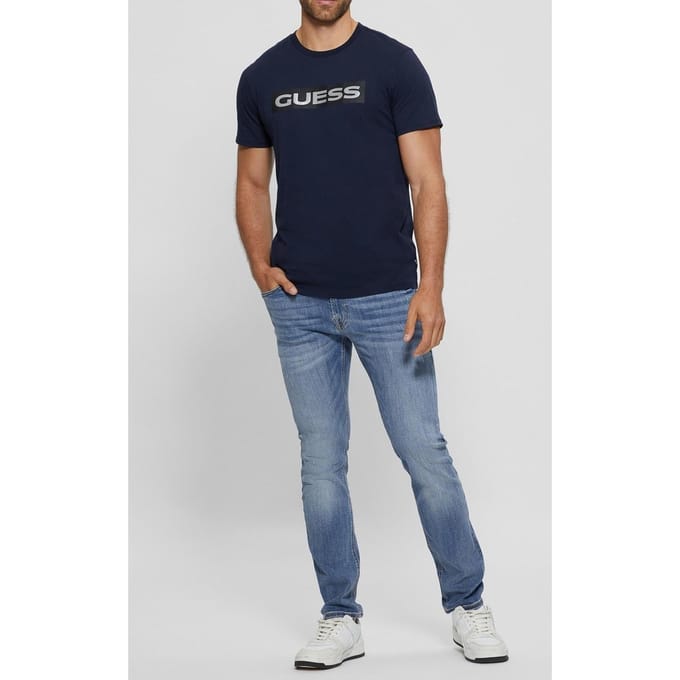 GUESS Ss Bsc Hd Metallic L Smart Blue Taglia: S | Magliette basic Outlet | Uomo | Blu