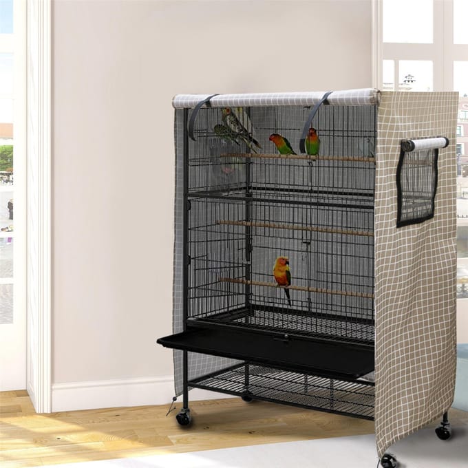 Couverture de Cage à oiseaux, conception d'évent, ourlet réglable, matériaux de haute qualité, taille universelle, protège les oiseaux noir