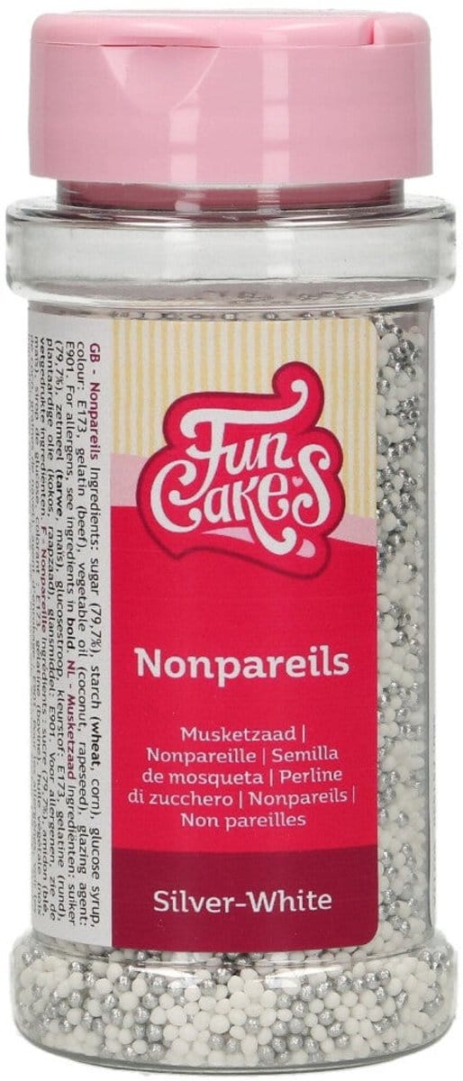 FunCakes Musketzaad Zilver/Wit - 80g - Suikerdecoratie - Eetbare Taartdecoratie