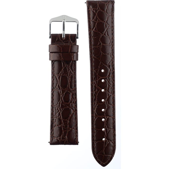 Hirsh Horlogeband -  Crocograin Donkerbruin - Leer - 20mm
