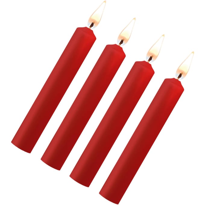 Ouch! Teasing Wax Candles - Waxkaarsen Paraffine - Lage Temperatuur - 4 Stuks - Rood
