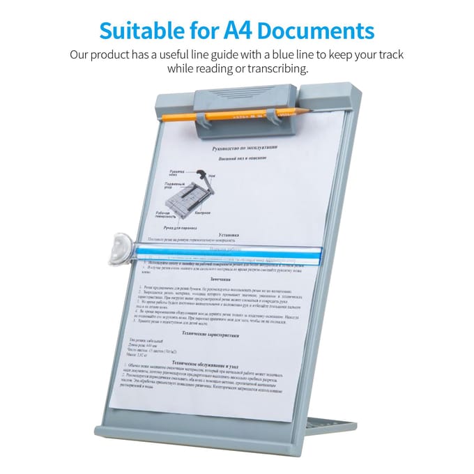 JIELISI A4 support de lecture porte document de bureau avec pince réglable support de lecture de documents pour gris