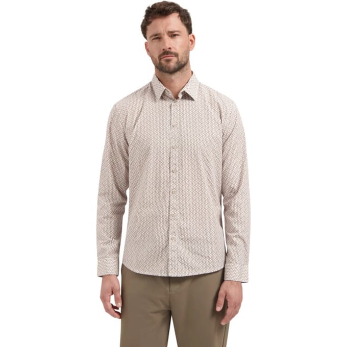 No Excess Shirt Stretch Allover Printed White Größe: M | Casual hemden Outlet | Herren | Weiß