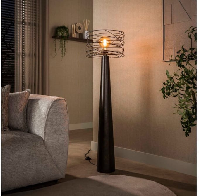 Vloerlamp Curl 1L - Urban bruin