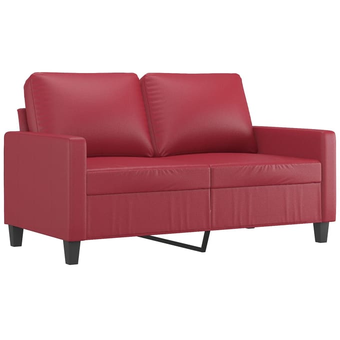 vidaXL - 3-delige - Loungeset - met - kussens - kunstleer - wijnrood