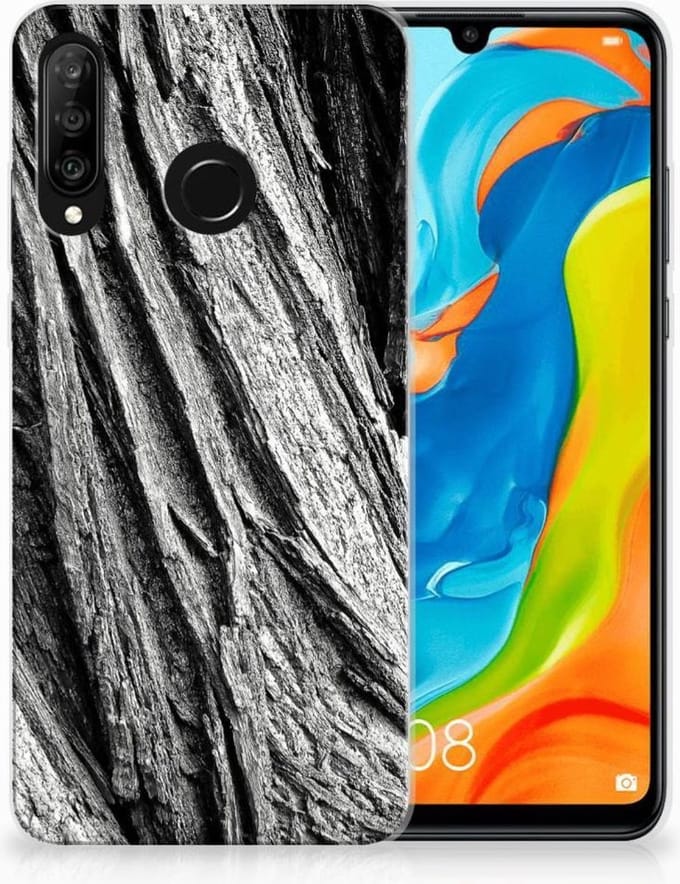 Bumper Hoesje Huawei P30 Lite Boomschors Grijs