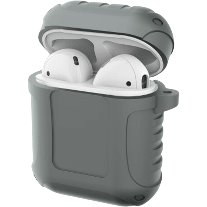 Comfycase Shockproof AirPods 1/2 Hoesje met Riemhaak Grijs