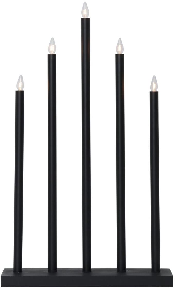 Star Trading Discrete kandelaar 'Holy', minimalistisch design, 5-vlammig, E10-lamp, zwart, H 64cm