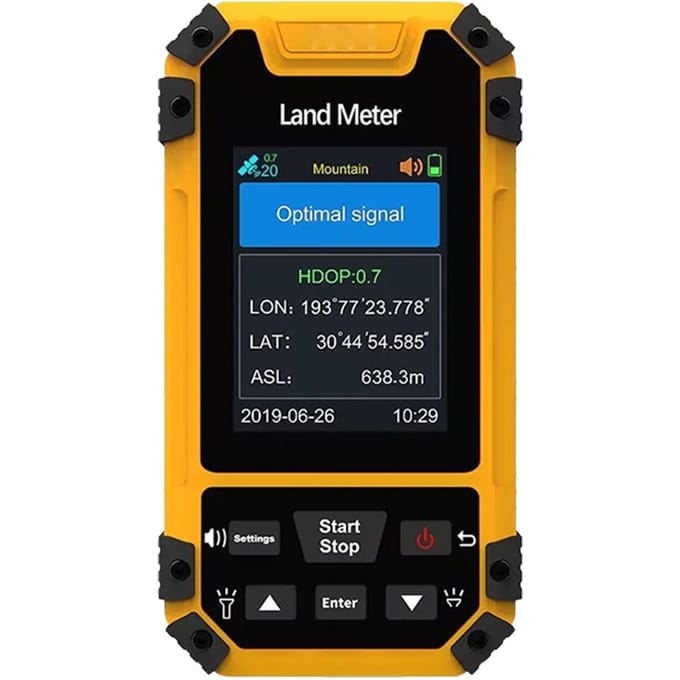 Mètre de surface de terrain portatif Écran couleur 2,4 pouces Sortie de données Instructions vocales GPS Instrument de mesure pour levé de terrain