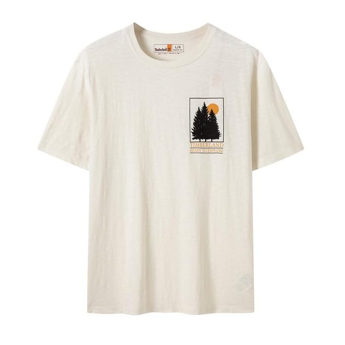 Timberland Letter Design Ronde Hals Pullover Korte Mouw T-shirt Unisex Tops Wit A2KB6-CM9 XL white