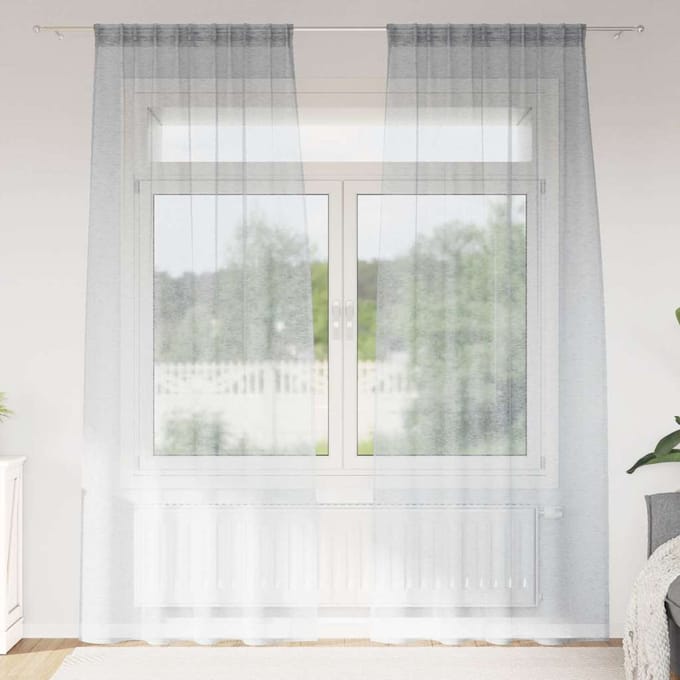 vidaXL - Voile - Gordijn - 2 - st - Donkergrijs - 260 - x - 140 - cm - Polyester