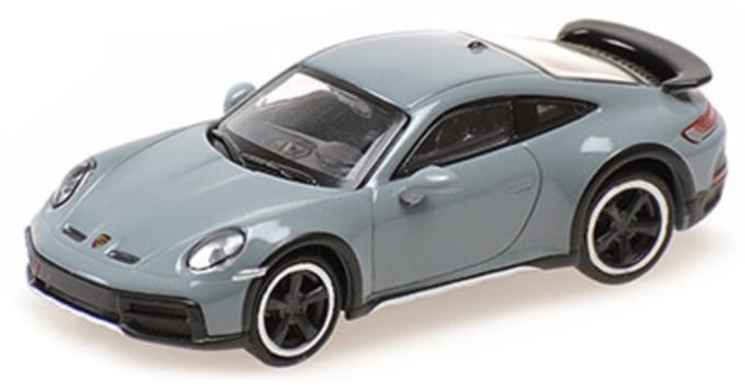 Minichamps Modelauto - Porsche 911 - grijs/groen - 6 x 2 x 2 cm - schaalmodel