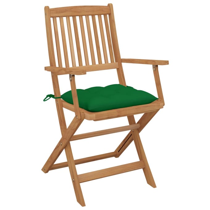 vidaXL - Inklapbare - stoelen - 6 - st - met - kussens - massief - acaciahout