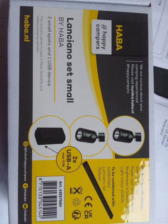 Haba Lanciano set small - 2 x spot en 1 x USB aansluiting - passend op Lanciano rail (excl) - 12 Volt