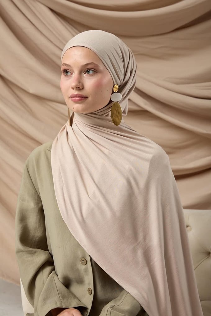 Licht minkkleur Premium Jersey Sjaal - Hoofddoek - Hoofddeksel - Hijab