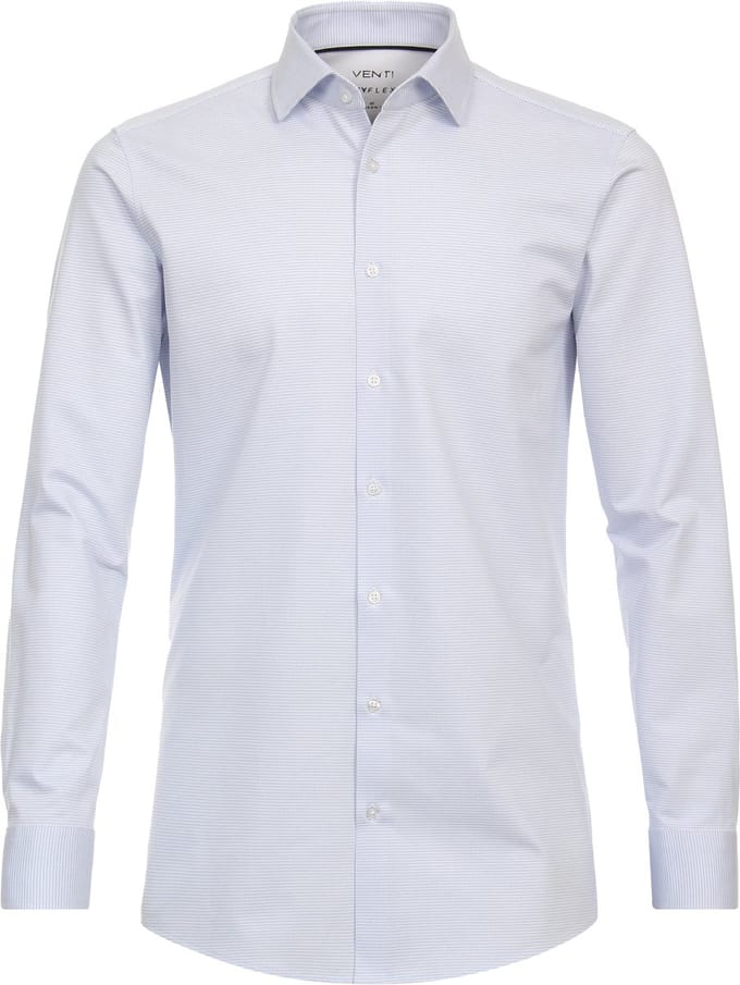 VENTI modern fit overhemd - jersey - blauw - Strijkvrij - Boordmaat: 38