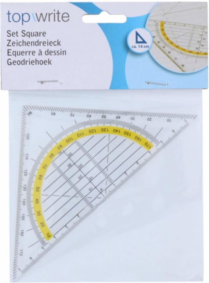 Top Write Geodriehoek - Liniaal - 14 cm. - Transparant
