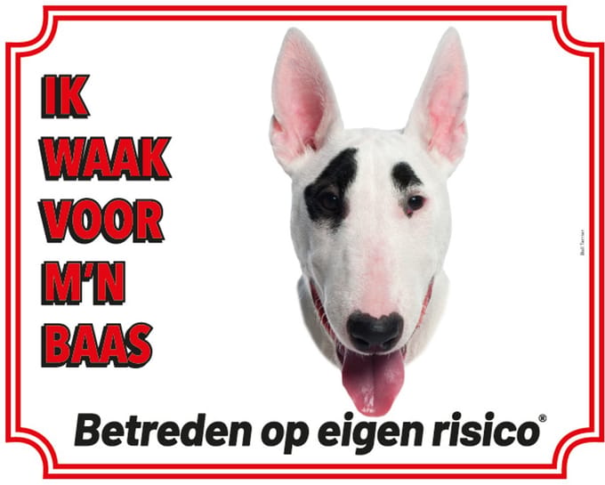 Bull Terrier Waakbord - Ik waak voor mijn baas