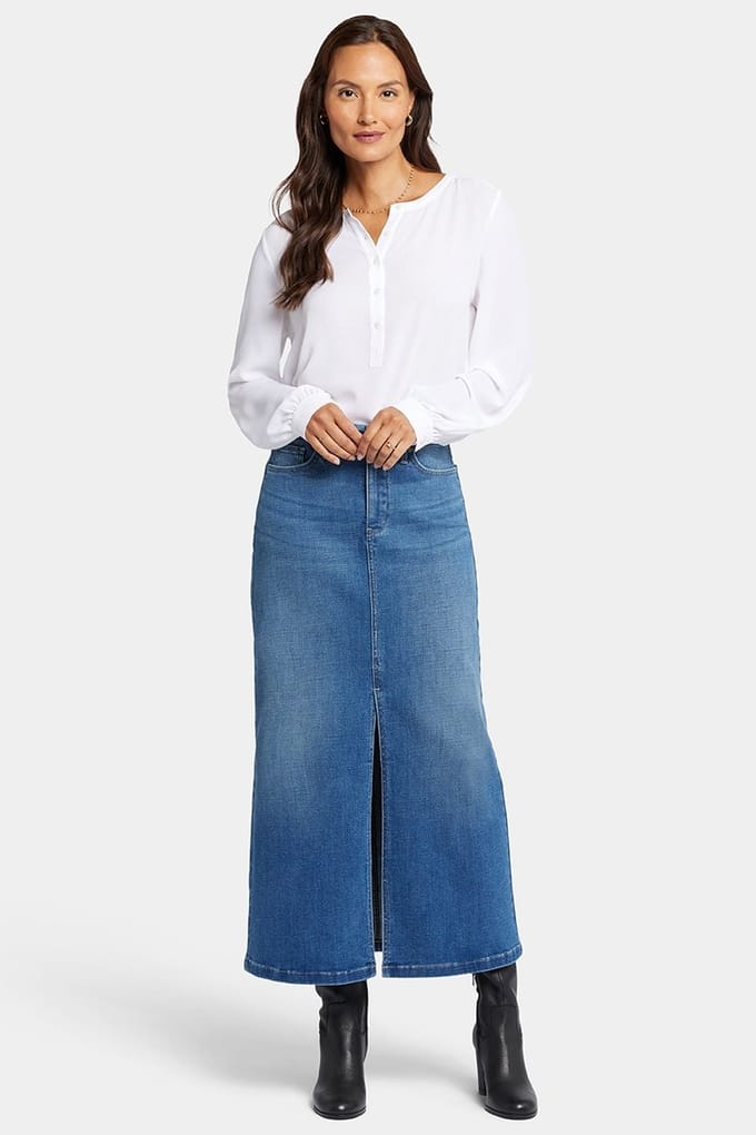 Hoge Taille Lange Rok Met Midden Voor Splitsing