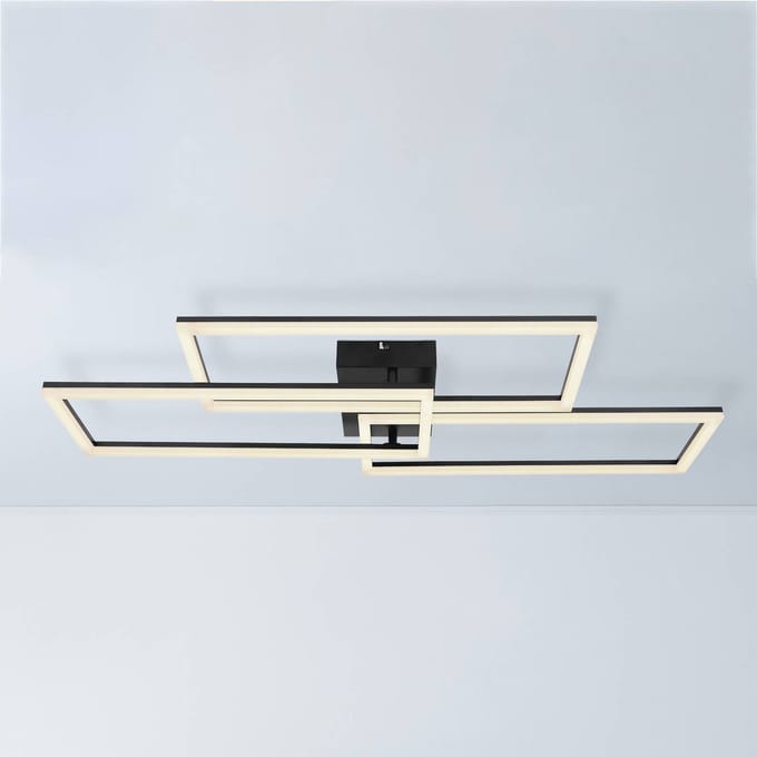 Globo LED plafondlamp Tiny 3-lamps rechthoeken zwart CCT