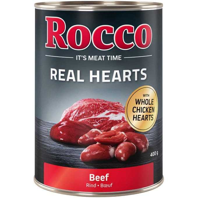 6x400g Rund met hele Kippenharten Rocco Real Hearts Hondenvoer