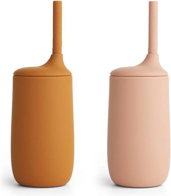 Liewood Dylan tuitbeker 2-pack Mustard/dark rose mix