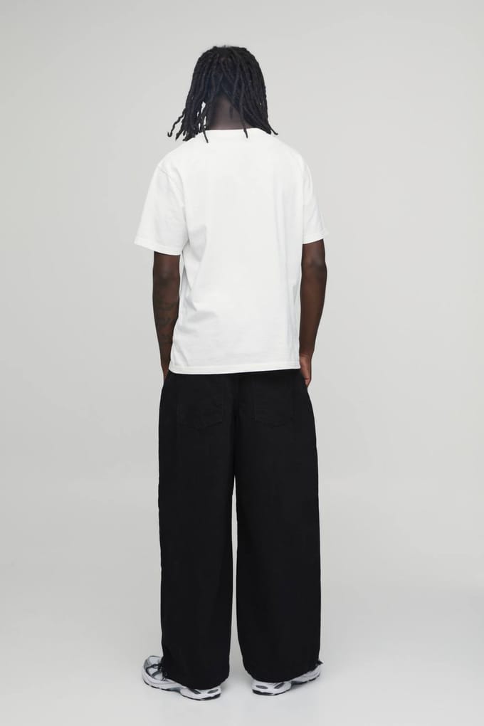 Essential Baggy Parachute Fit Rigid Washed Jeans | True Black | Size 48L