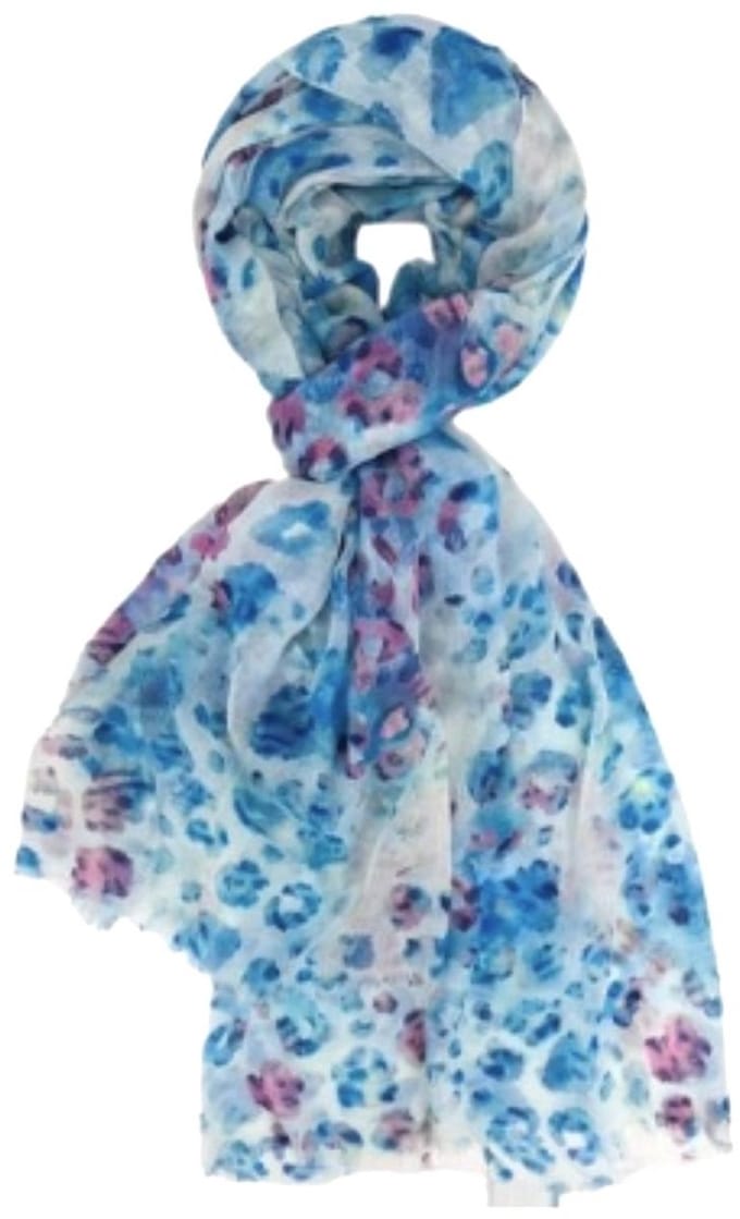Lange Dunne Sjaal - Print - (21225#) - Blauw