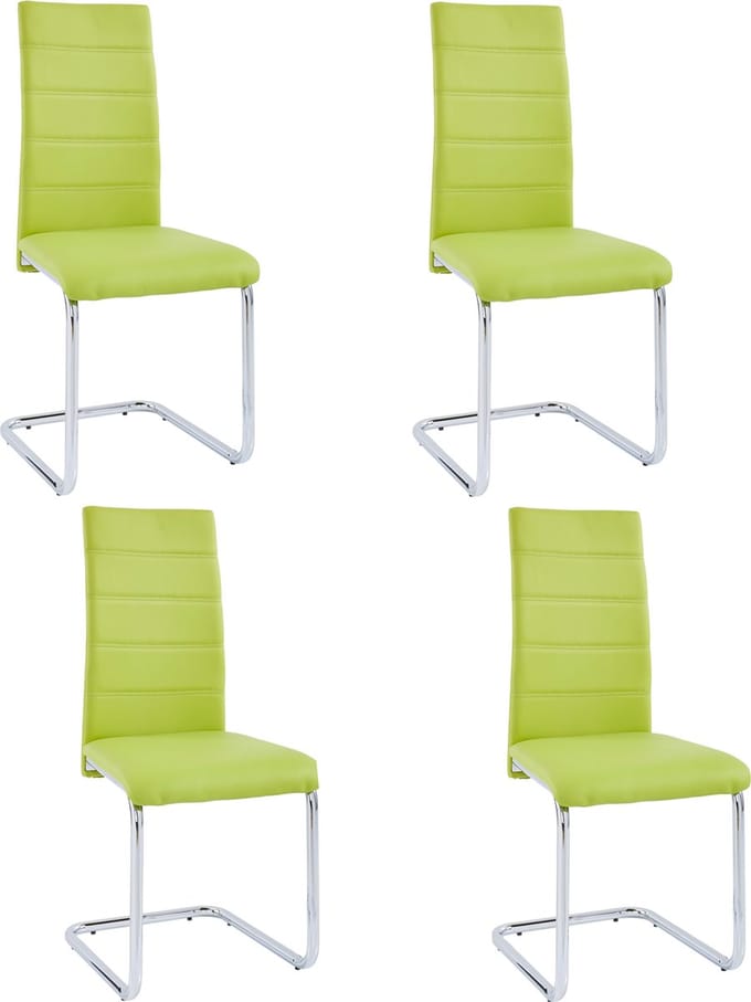 Adora-Stoel - Groen/Chroom - Set van 4