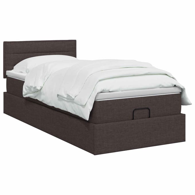 vidaXL - Ottoman - bed - met - matras - Donkerbruin - 90 - x - 200 - cm - Stof