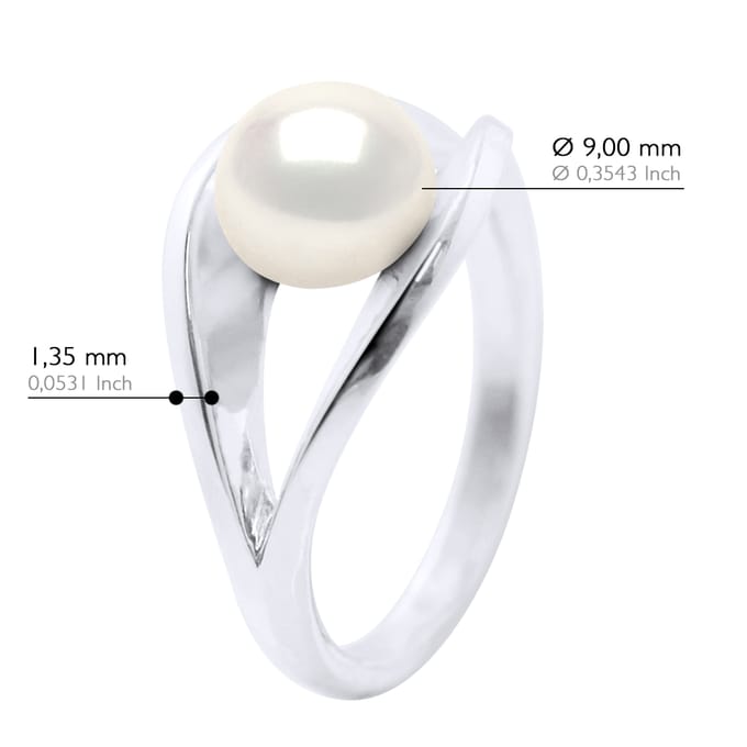 Ring Echte Cultiveerde Zoetwaterparel Knop 8-9 mm