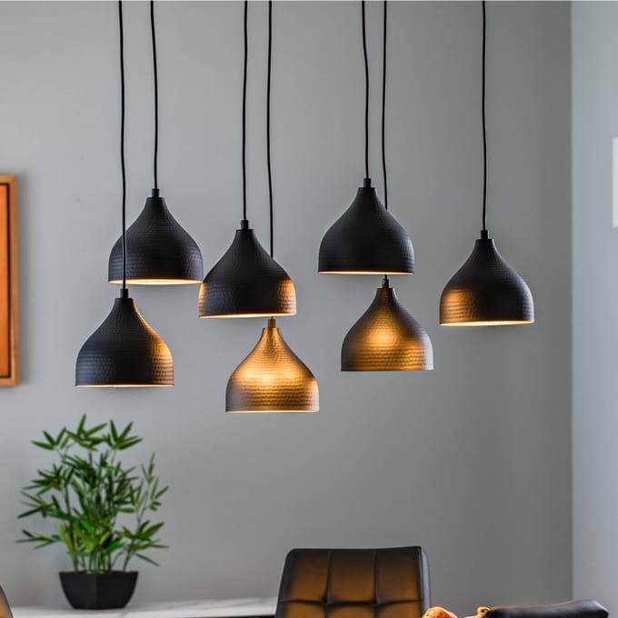 Opviq Tattoo 6221 hanglamp 7-lamps zwart/goud