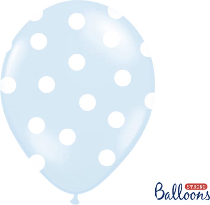 Partydeco - Ballonnen Baby blauw dots wit 50 stuks