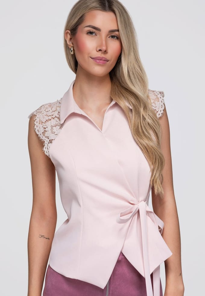 OMBRE Blouse - Regular Fit - Mouwloos - Knopen Roos L