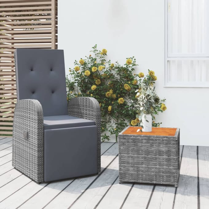 vidaXL - 2-delige - Loungeset - poly - rattan - en - massief - acaciahout - grijs
