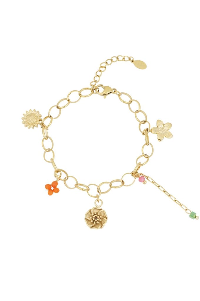 Bedelarmband Flower Dash - Verkleurt niet - Cadeau - Goudlief