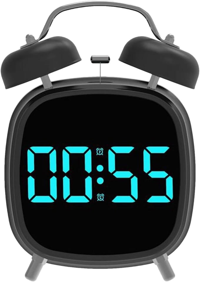 Digitale Wekker - Akoestisch Alarm - Tijd Management - Groot LED Display - 63cm Breed - Blauw Zwart