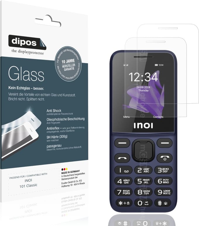 dipos – 2x Matte Pantserfolie geschikt voor INOI 101 Classic | 9H Screenprotector