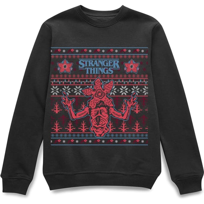 Stranger Things Christmas Deomogorgon Unisex Christmas Jumper - Black - S