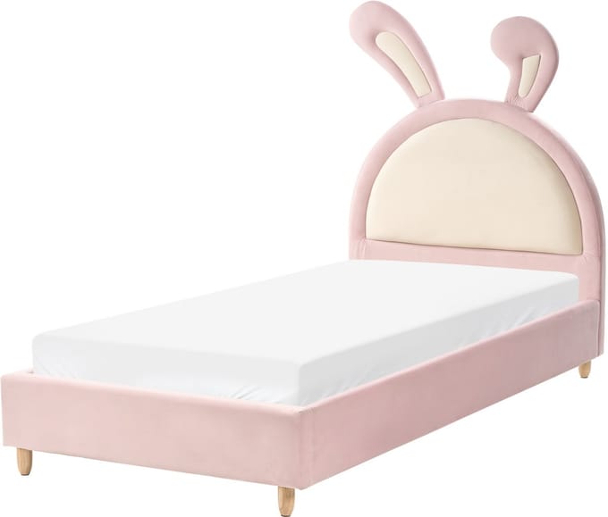 LALLIAS - Eenpersoonsbed - Roze - 90 x 200 cm - Fluweel